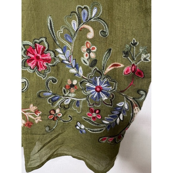Three Bird Nest Womens Green Floral Embroidered Kimono OS Boho Indie Festival - Picture 7 of 12